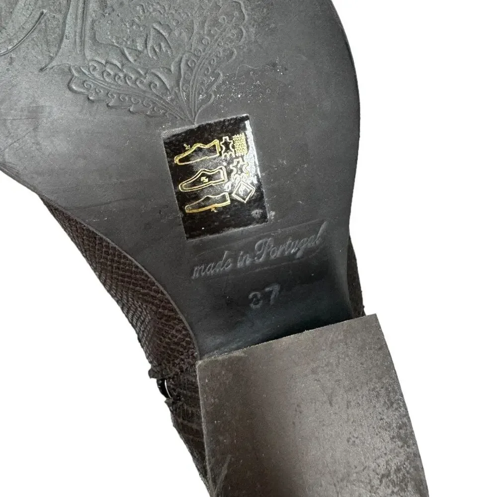 Free People Jackson West Ankle Boot 37 7 Brown Black Leather Bootie Boho - Picture 7 of 10